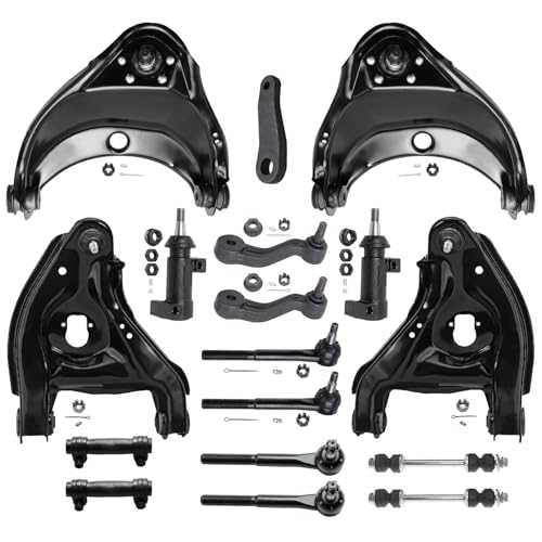 Image of Detroit Axle - 17pc Front End Suspension Kit for 96-02 Chevy Express GMC Savana 1500 2500, Control Arms w /Ball Joints Tie Rods Sway Bars Idle Pitman Arms Sleeves Brackets Replacement