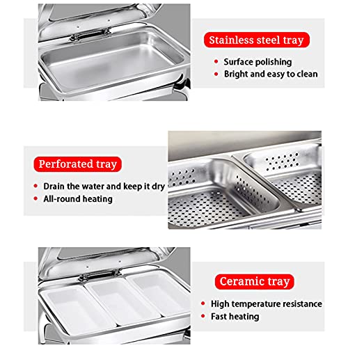 LYUQIU Chafing Dish Speisenwärmer, Speisenwärmer Edelstahl Elektrisch für Partys Buffets, Buffetwärmer mit Abnehmbarem… – Bild 4