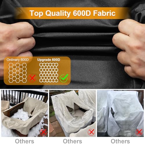Kipiea 600D Patio Chair Covers Waterproof Winter 2 Pack - Heavy Duty Lawn Outdoor Furniture Chair Covers with Anti UV and No Tears, No Fading (33"W x 35"D x 31"H） — view 5