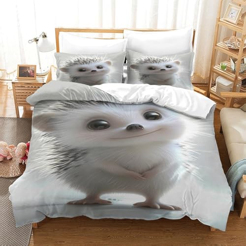 Housse de couette hérisson 3D ultra douce avec fermeture éclair pour simplifier le change du lit