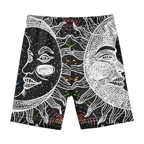 Drawing Sun Moon Faces Colorful Toddler Girl Biker Shorts Cotton Shorts for Under Dresses 4t Kids Clothing