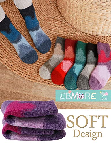 EBMORE Kids Merino Wool Socks for Toddlers Boys Girls Warm Thermal Winter Thick Hiking Heavy Cozy Crew Boot Socks 6 Pairs2