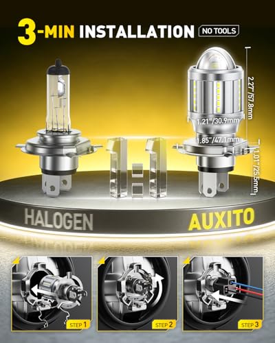 Image of AUXITO H4 Bulbs Motorcycle 6000LM 6500K Bright Wireless Light 1PC
