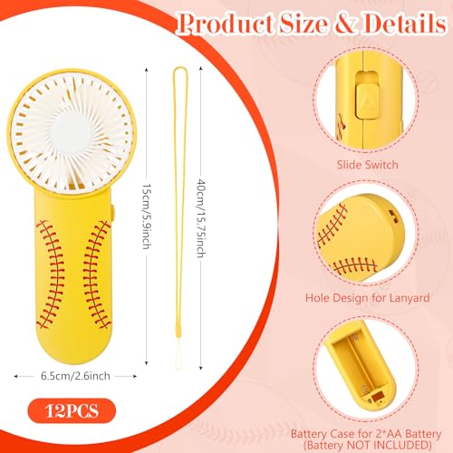 Tujoe 24 Pcs Sport Gifts, Includes 12 Pcs Cooling Towels 40\"x12\" Workout Towels, 12 Portable Fan Mini Handheld Fan for Team Gift Sport Party Favors, Battery Not Include(Yellow,Softball)