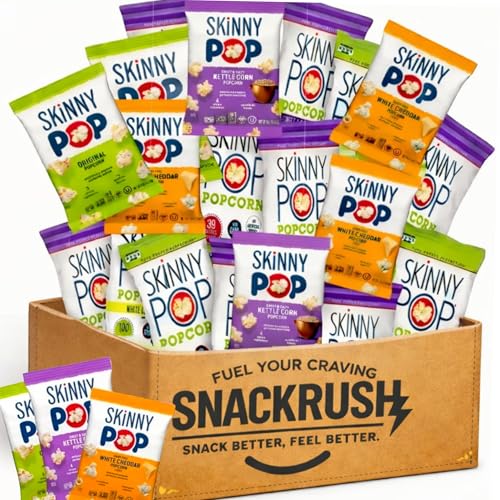 MOOCHI Assortment Bulk SkinnyPop Original Popcorn Snack Bags, 0.65 oz,