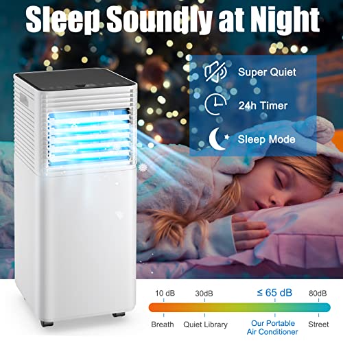 Image of GOFLAME Portable Air Conditioner, 8000 BTU Powerful AC Unit with Remote Control and 4 Universal Casters, 3-IN-1 Air Cooler & Dehumidifier & Fan with 24H Timer for Living Room, Bedroom, Office, Black