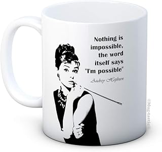 Audrey Hepburn - Tazza da caffè in ceramica con scritta 