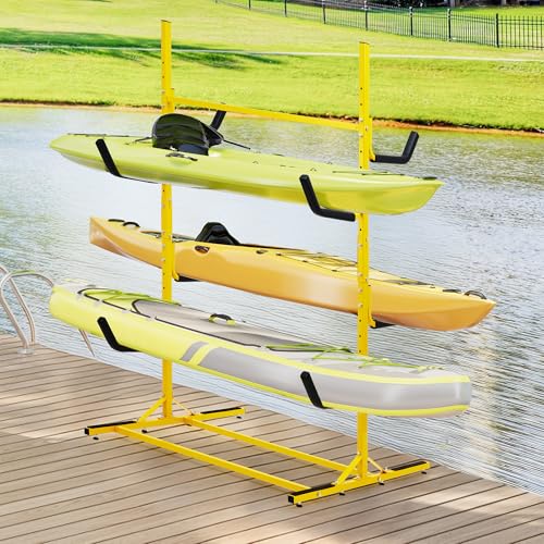 PeakPursuit Kayak Storage Rack,Heavy Duty Freestanding Kayak Racks for Garage, Adjustable Kayak Stand,Paddle Board Rack for Kayak, Canoe, Surfboard, 530Lbs Capacity, 3 Levels for 6 Kayaks