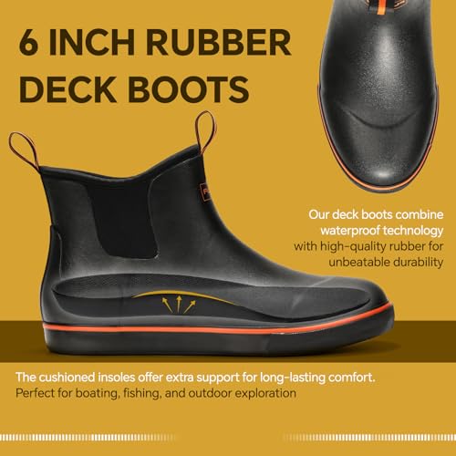 Image of Furuian Men's Deck Boots Waterproof Ankle Rain Boots Fishing Boots