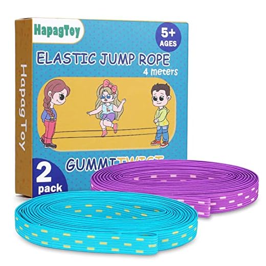 HapagToy Gomma Elastica per Bambini, Set da 2 Pezzi Lunghezza 4m Larghezza 1cm, Sport in Premium Gomma da Salto Giocattoli da Esterno, Regali per Ragazzi e Ragazze