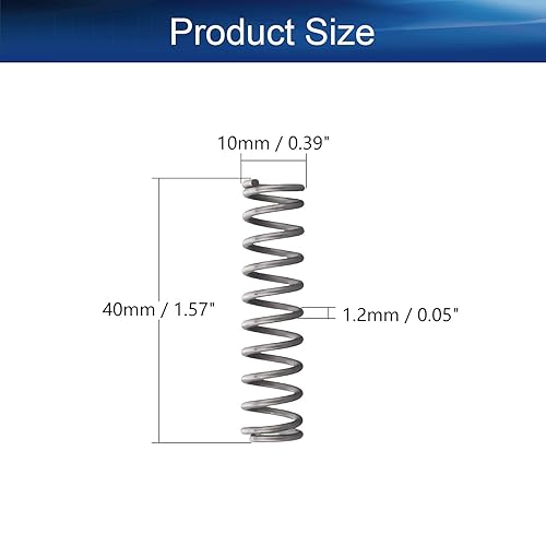 Miniatura 153 de Bettomshin 20 muelles comprimidos, 0.01 pulgadas de diámetro de alambre x 0.12 pulgadas de diámetro x 0.59 pulgadas de longitud libre, construcción