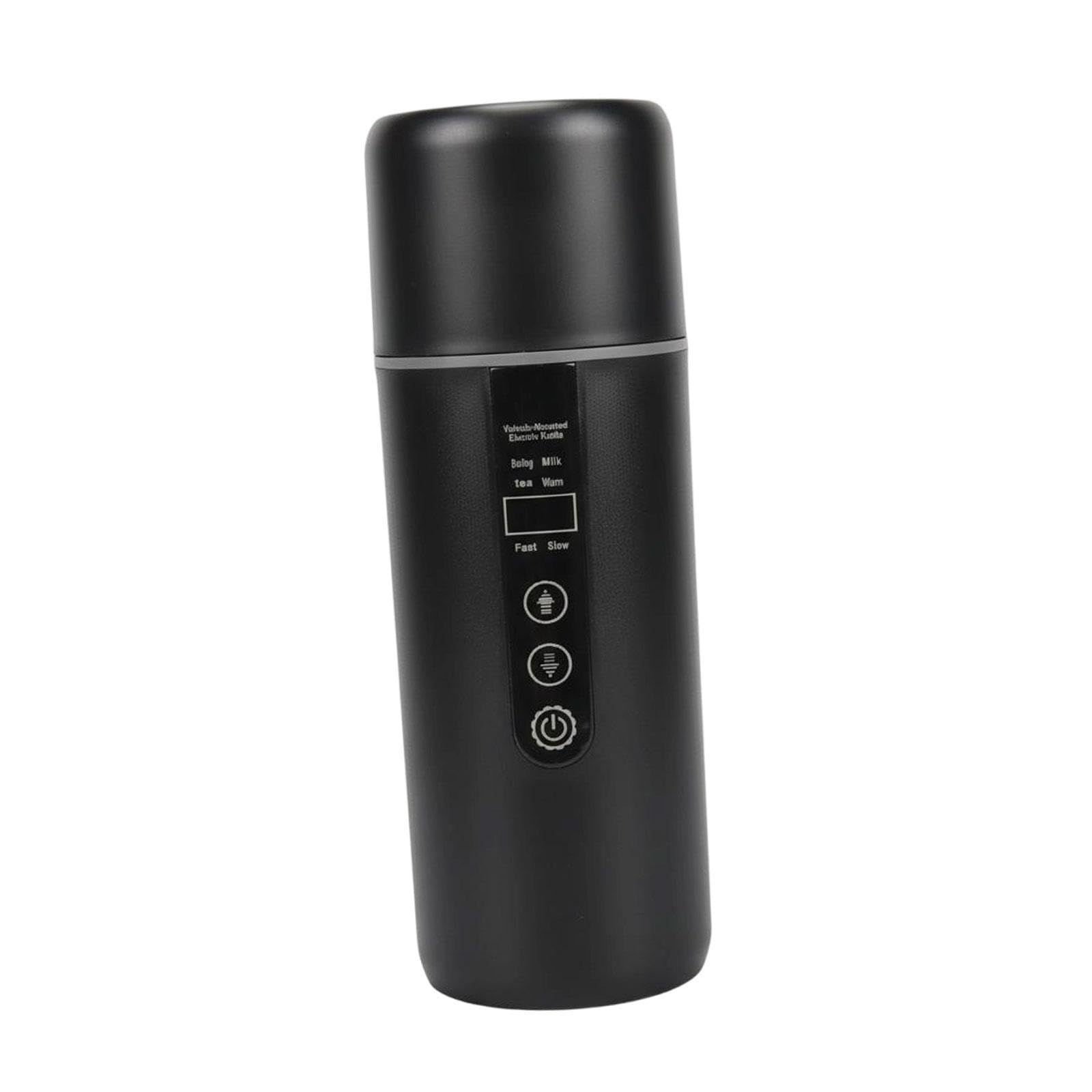 Taza Térmica para Coche con Calentamiento Automático Y Función para Mantener Caliente, Indicador de Temperatura, Acero Inoxidable, Gran Capacidad, Hie, Negro, tal como se describe