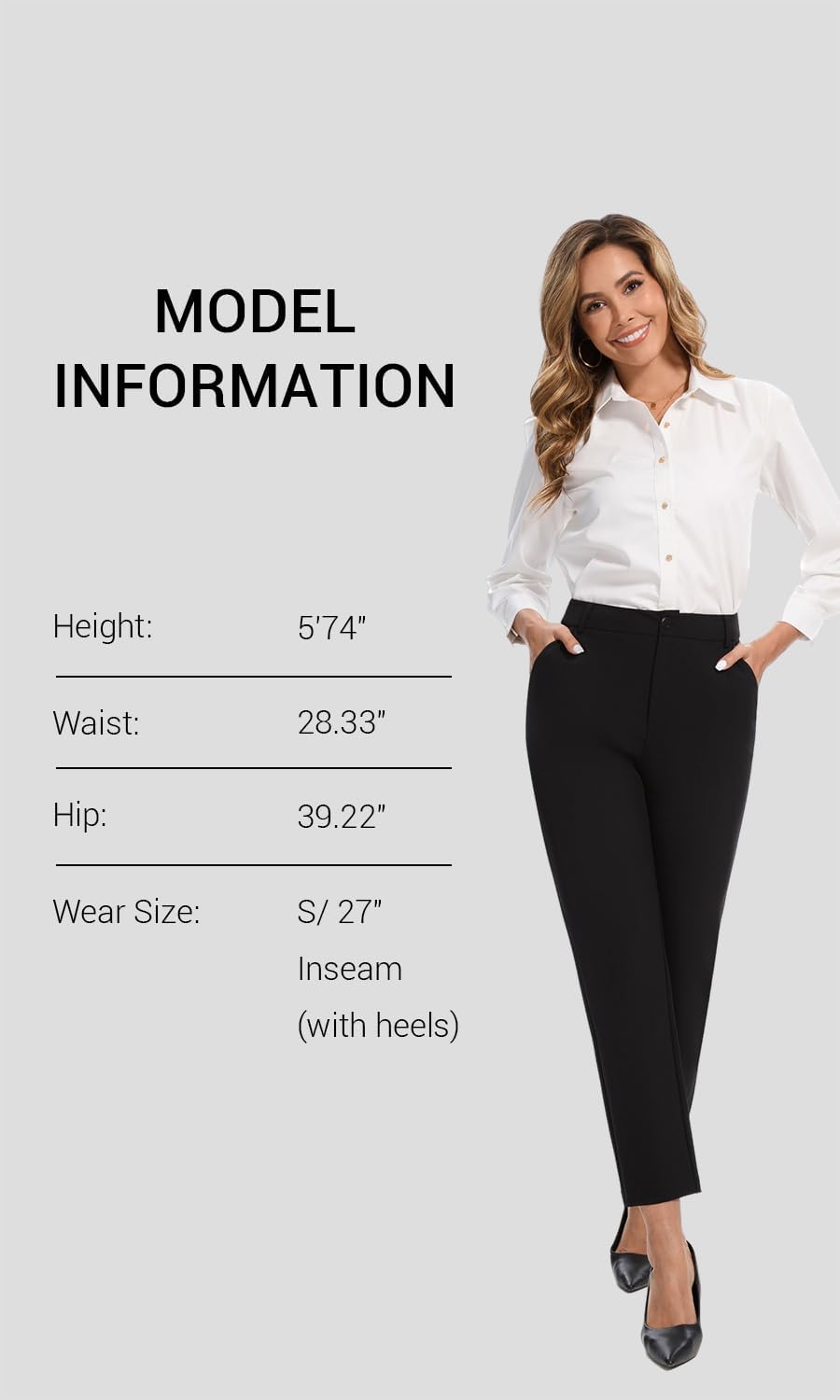 Women's High Waisted Dress Pants Straight Leg Business Trousers with Pockets Stretch Fabric for Office Work Casual - Image 7