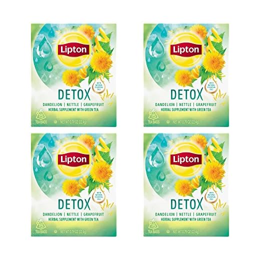Lipton Herbal Supplement with Green Tea Detox 15 ct, Pack of 4