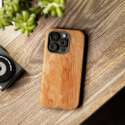Coque iPhone 15 Pro antichoc rigide aspect bois de cerisier