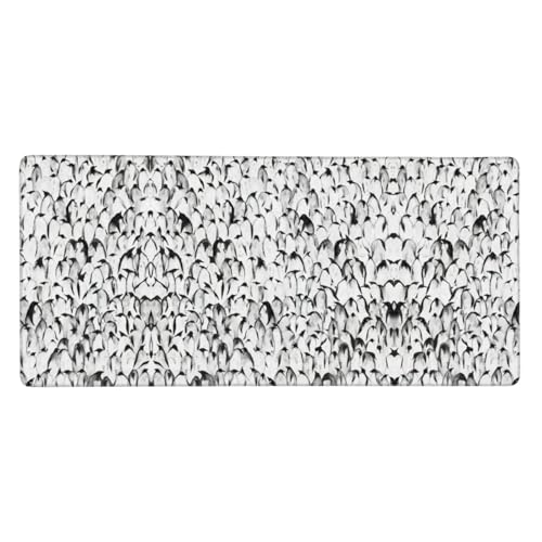 Elegante alfombrilla de ratón para juegos con diseño de pingüino, alfombrilla de ratón grande con teclado de goma, 40 x 90 cm