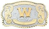 Initial Letters Western Style Cowboy Rodeo Gold Large Belt Buckles (Large Square, W LETTER)