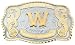 Initial Letters Western Style Cowboy Rodeo Gold Large Belt Buckles (Large Square, W LETTER)