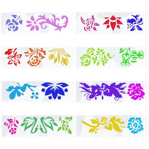 GORGECRAFT 8 peças de modelos florais retangulares para decoração de bolo de flores, molde de plásti
