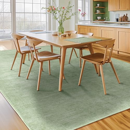 Washable Rug 8x10 Area Rugs for Living Room - Stain Resistant Non-Slip Backing Boho Rug for Bedroom,Durable & Ultra-Thin Vintage Large Area Rug(8x10,Green)