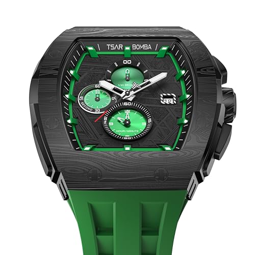 Image of Tsar Bomba Mens Watches Quartz Wristwatch for Men Waterproof 50M Analog Luxury Tonneau Chronograph Calendar Date Men's Dress Business Work Watch Gift for Men