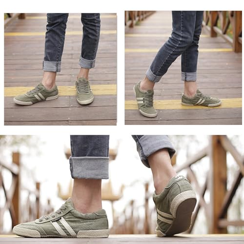 YTINGNICE Men's Canvas Shoes All-Match Casual Breathable Fashion Sneakers Retro Men Canvas Shoes Simple Soft Vintage Lace-up Casual Shoes3