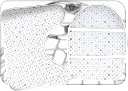 Badezimmerteppich Set Fußball handgezeichnet schwarz-weiß Badgarnitur 3 Teilig Mikrofaser Badematten Set rutschfest U FöRmige Duschvorleger Super weich, Schnell Trocknend WC-Garnitur Teppich – Bild 7