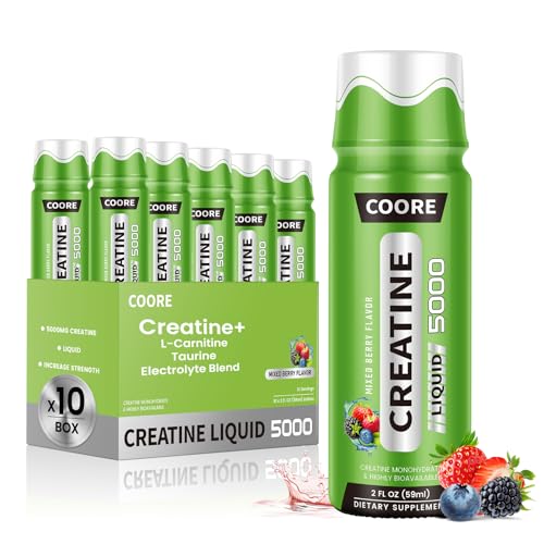 COORE Liposomal Creatine Monohydrate Liquid for Men&Women Ready-to-Drink Muscle Builder Shot -Superior Absorption Mixed Berry Flavor Pre-Workout Performance & Recovery 2 FL OZ (10 Pack)