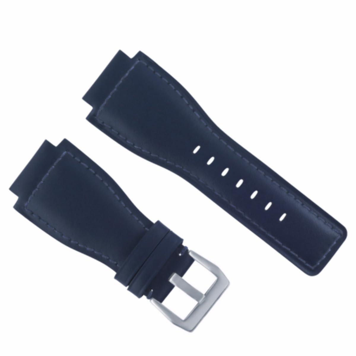 Ewatchparts 24MM SMOOTH LEATHER WATCH BAND STRAP FOR BELL ROSS BR-01-BR-03 SILVER BUCKLE