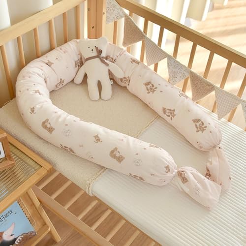 PTKG Protector Acolchado Barrotes Cuna Adecuadas para Usar Durante el Sueño y el Descanso Cama Cuna Guardería Decoración Habitación Infantil Nido Alfombra Anticolisión,Z18,220cm