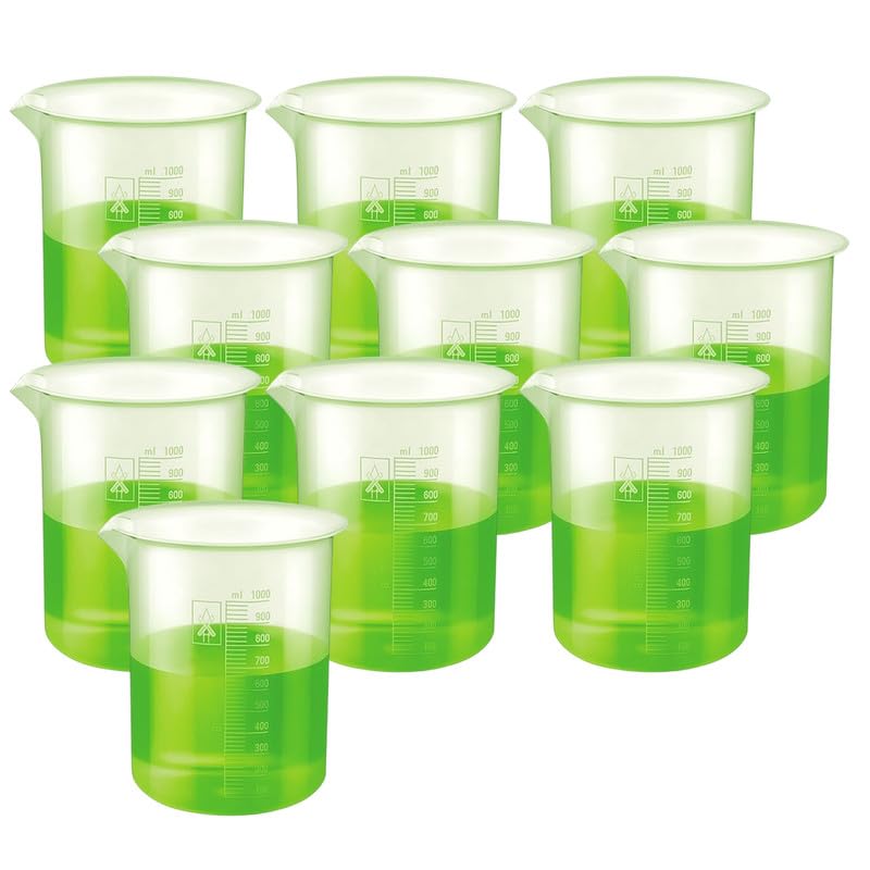 PUSHPA Polypropylene Plastic Beaker 1000 ml (Pack of 10) with Graduation Marks, Plastic Beakers for School, Collage, Hospital, Kitchen and Chemistry Lab Laboratory-image-8