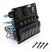 Produktbild Rupse Überlastungsschutz 6 Wasserdichte Ein / Aus Wippschalter Panel Digital Voltmeter + 12V Zigarette Socket + Double USB Power Ladegerät Marine Boat Circuit Blau LED 6 Gang Auto