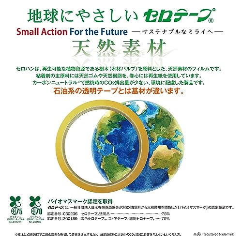 Image of Nichiban LP-15S Cellophane Tape, Small Roll, 5 Rolls, 0.6 inches (15 mm) x 65.6 ft (20 m)