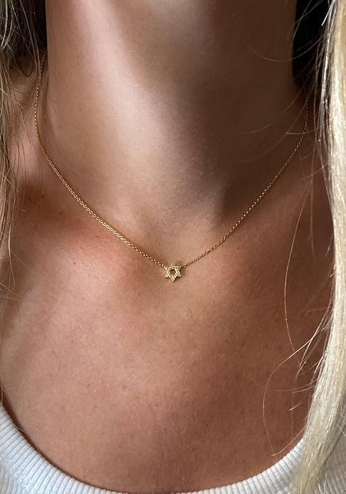 Made In Israel 14K Gold Plated Stainless Still Star of David Necklace for Women – Jewish Symbol Pendant from Israel – Elegant Hebrew With Cubic Zirconia Dainty Religious Jewish Jewelry - Image 3