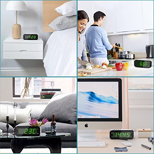 Kwanwa 2 In 1 Alarm Clock Indoor Thermometer, Digital Clock With Temperature Display, Adjustable Brightness Dimmer, 12/24Hr, Snooze, Cordless, Battery Operated, Portable Size, Small Alarm Clock #TOP6