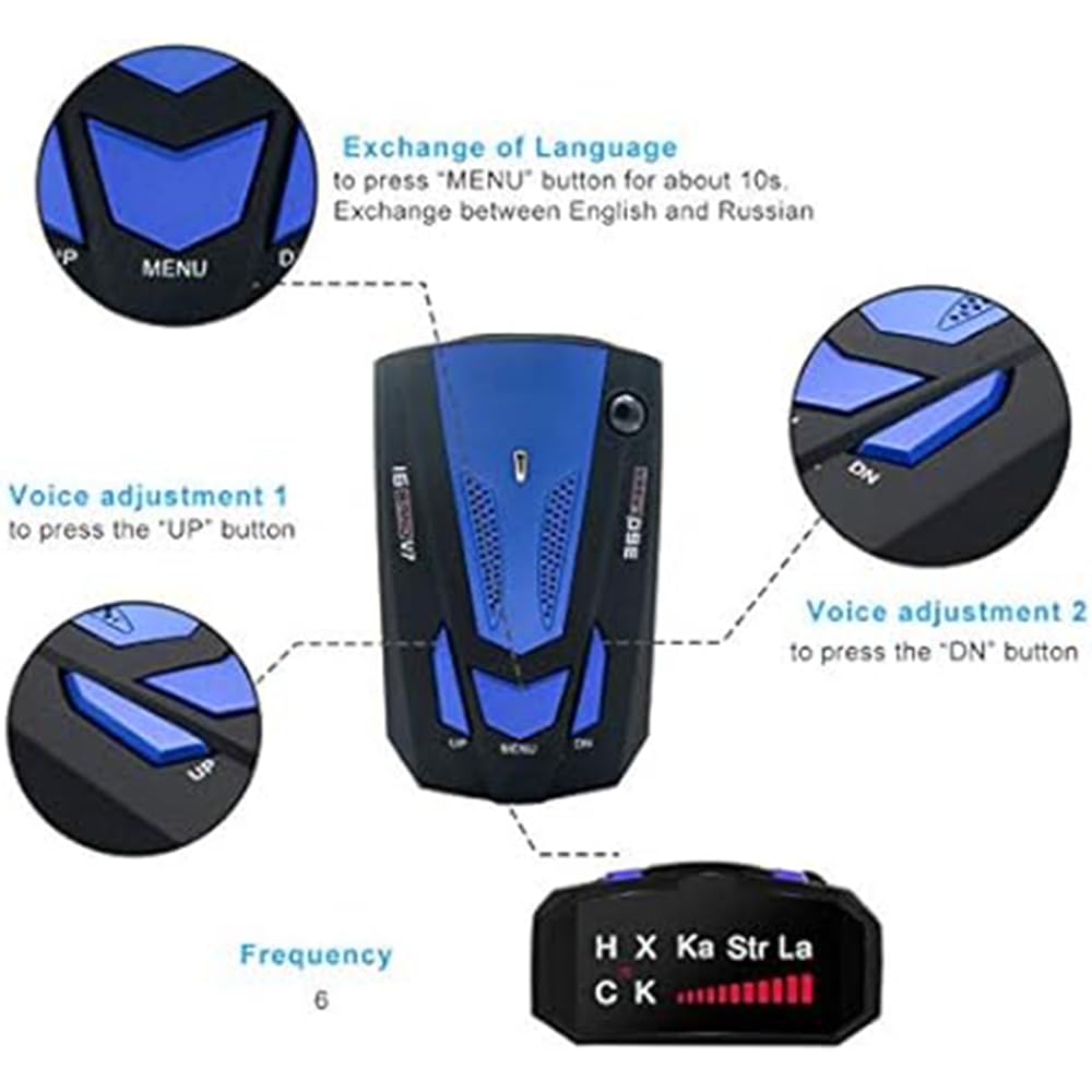 Baceyong rilevatore radar, auto 16 banda V7 360 gradi GPS velocità sicura anti-radar rilevatore laser allarme vocale