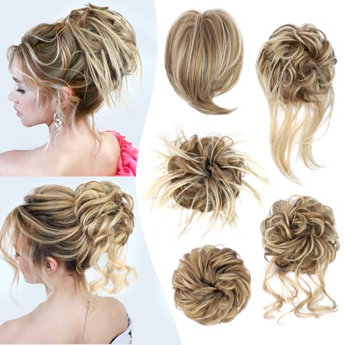 HMD 5 Pieces Messy Hair Bun Hairpiece Tousled Updo for