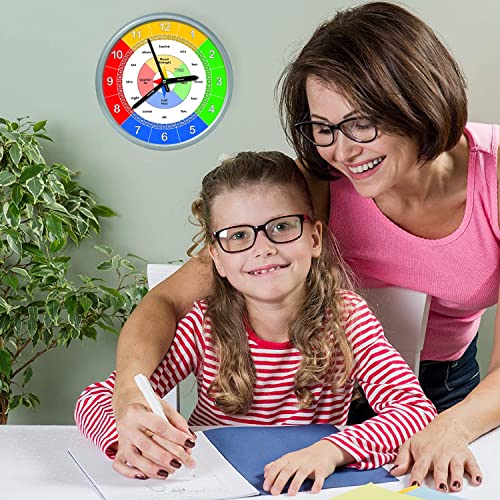 Educational Wall Clock - Silent Movement Time Teaching Clock For Teacher's Classrooms And Kid's Bedrooms #TOP4