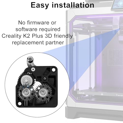 lasuroa 2stk Extruderzahnräder für Creality K2 Plus, Extruderzahnrad-Set aus Gehärtetem Stahl mit Nano-Beschichtung Komplett aus Metall Kompatibel mit Creality K2 Plus 3D-Drucker (Schwarz)