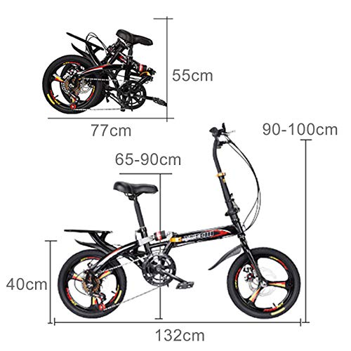 16 Inch / 20 Inch Vouwfiets Dames 6 Speed Schijfrem Stad Commuter Fiets (Drie Bladen Eén Wiel) - Afbeelding 3