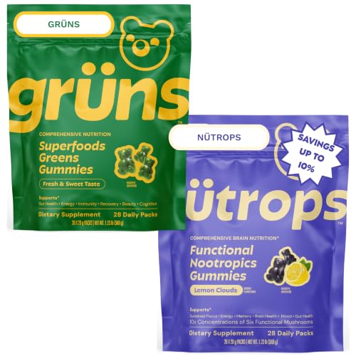 Grüns Multivitamin Greens Gummies + Nütrops Mushroom Gummies