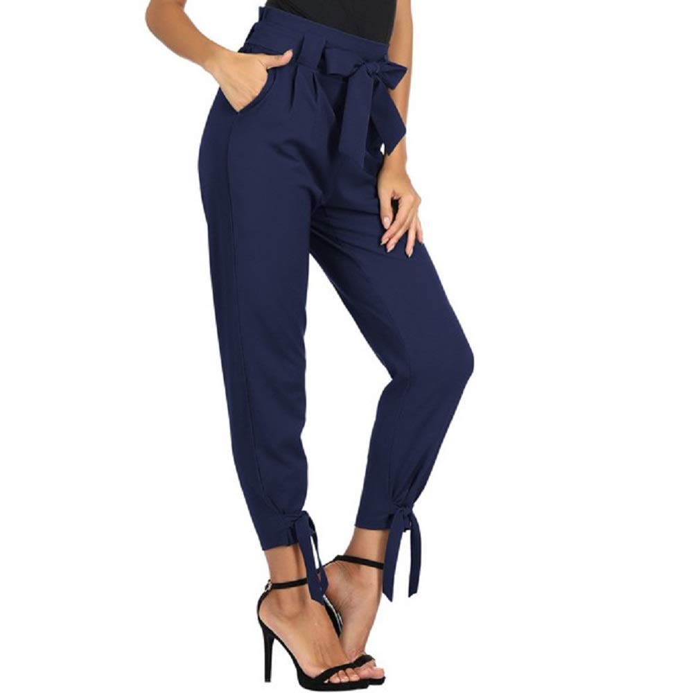 GRACE KARIN Pantalon Crayon Femme Taille élastique Bow-Knot Mode Coupe Slim