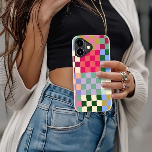 Image of Goodon for iPhone 17 Case Cute - Wireless Charging Compatible - Dual-Layer Hard Shell + Silicone Cover - Protective Phone Case with Trendy Designs for Women - Patchwork Checkerboard | Dual-Layer Hard Shell + Silicone, Slim Fit Protective Phone Cover with Wildflower Designs for Women Girls