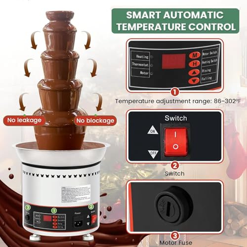 Máquina eléctrica de fondue de chocolate 4 niveles acero miniatura 4