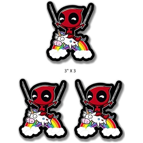 Delzam Dead_Pool Unicorn Swords Sticker - Funny Stickers Laptop Vinyl Decal 3 X 3 Cover