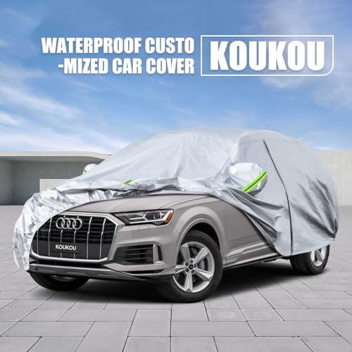 Image of Koukou SUV Car Cover Custom Fit Audi q7 2005-2025, Waterproof All Weather for Automobiles, Sun Rain Dust Snow Protection. (Ships from US Warehouse, Arrive Within 3-7 Days)