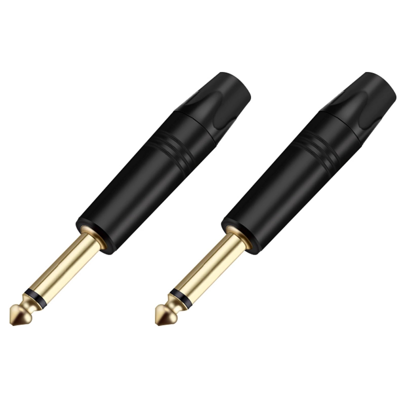 2 szt. mono 6,35 mm jack 6,3 mm męskie złącze wtykowe aluminiowe rurki mosiężne 1/4 cala wtyczka mikrofonowa złącze kabla audio (czarne)