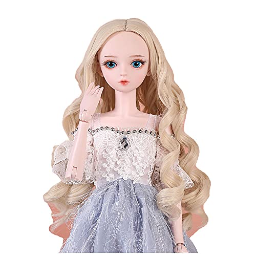 Lllunimon Peruca de boneca SD BJD resistente ao calor, perucas de cabelo longo encaracolado, perucas