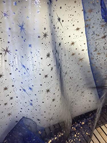 Tissu Organza Blanc étoiles Noël | Largeur 150 Cm | Longueur 100 Cm | Polyester | Au Mètre