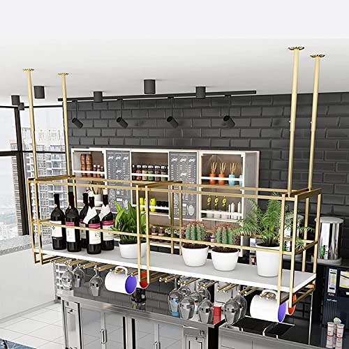 Casier à vin suspendu au plafond réglable avec support verres